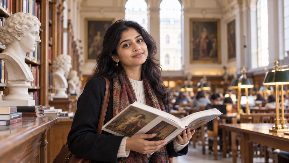 Student engaged in arts humanities and social sciences study