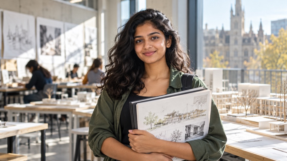 Student studying architecture design and the built environment